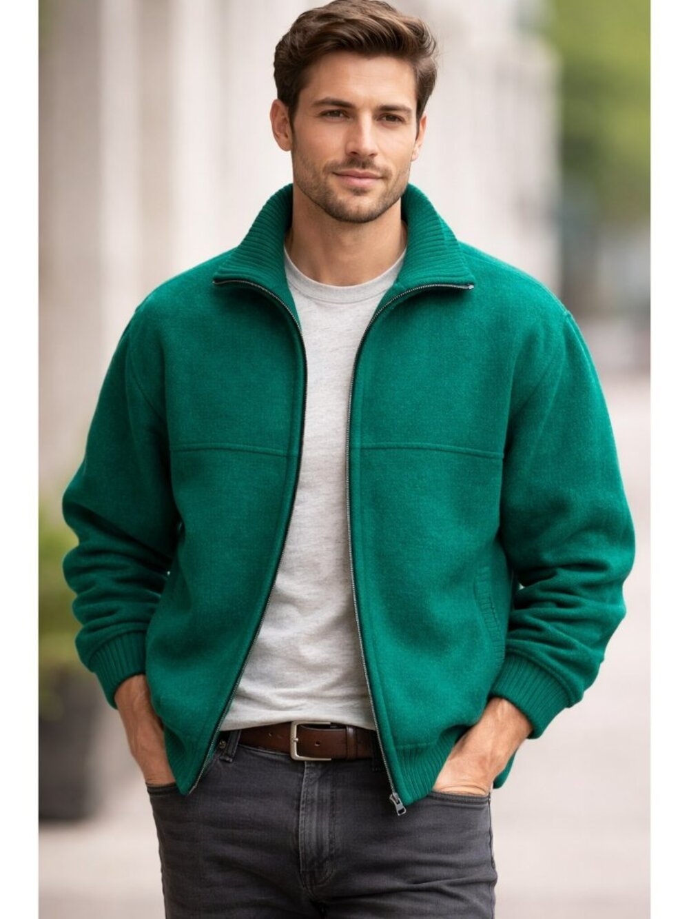 Vintage Lands’ End 100% Wool Jacket Made in Austria | Boiled Wool Alpine Green Z